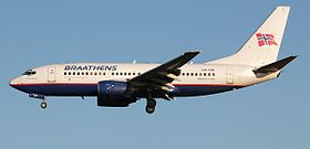 Eine Boeing 737-500 der Braathens