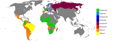 Land hvor Emmanuel (grønt) er mye brukt