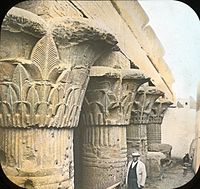 Lantern Slide Collection: Views, Objects: Egypt. Columns in Temple of Esneh., n.d., Brooklyn Museum Archives