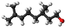 Ball-and-stick model of the (−)-citronellol molecule