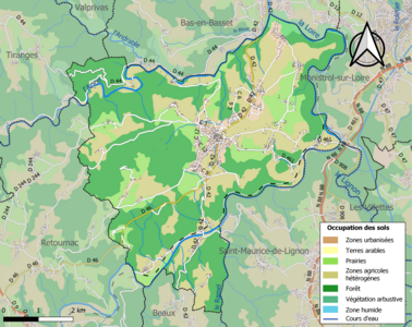 Carte en couleurs des infrastructures et de l'occupation des sols de la commune.