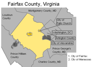 Map of Fairfax County and neighboring jurisdictions