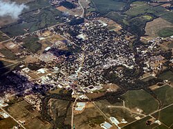 North Manchester, Indiana from the air looking northeast