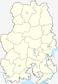 Mapa konturowa Udmurcji, blisko prawej krawiędzi na dole znajduje się punkt z opisem „Kambarka”