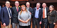 Reiff (on right) with chairs of department at Rice