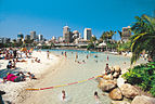 Artifical beach at Southbank, in central Brisbane