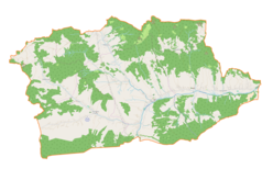 Mapa konturowa gminy Tokarnia, w centrum znajduje się punkt z opisem „Tokarnia”