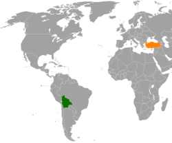 Haritada gösterilen yerlerde Bolivia ve Turkey