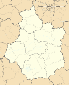 Mapa konturowa Regionu Centralnego-Doliny Loary, u góry nieco na lewo znajduje się punkt z opisem „La Mancelière”