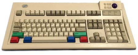 IBM Model M5-2, featuring a purple trackball and alternative 'RGB' keys from Unicomp