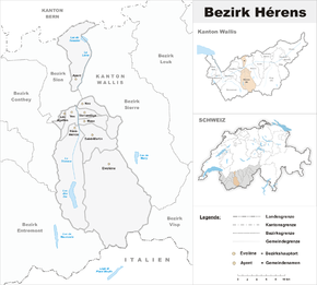 Karte von Bezirk Ering (frz. District d'Hérens)