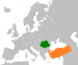 Haritada gösterilen yerlerde Romania ve Turkey