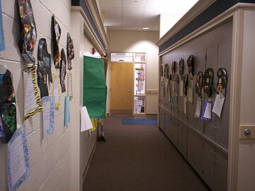 One of the pods. A pod is a cluster of 5 classrooms off the main hallway designed for the team-teaching concept.