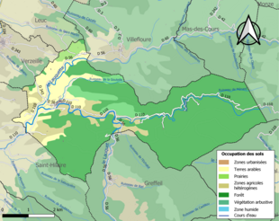 Carte en couleurs présentant l'occupation des sols.