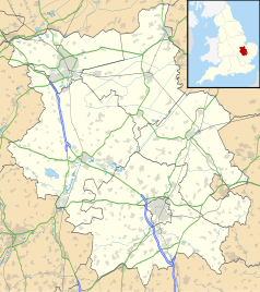 Mapa konturowa Cambridgeshire, blisko centrum na dole znajduje się punkt z opisem „Girton”