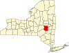 State map highlighting Schoharie County