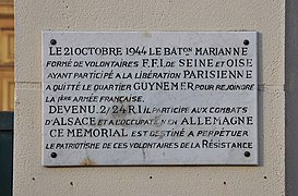 Plaque commémorative de la Seconde Guerre mondiale.