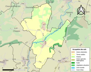 Carte en couleurs présentant l'occupation des sols.