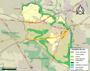 Carte en couleurs présentant l'occupation des sols.