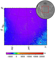 Carte topographique d'Acidalia Planitia.