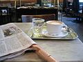 Image 8Coffee house culture between Vienna and Trieste: the coffee, the newspaper, the glass of water and the marble tabletop (from History of coffee)