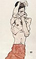 Schiele: Homem com roupa vermelha