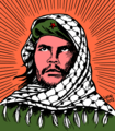 A 2002 cartoon by Latuff depicting Marxist revolutionary Che Guevara wearing a Palestinian keffiyeh