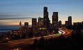 Image 10 Seattle, Washington Photo credit: Cacophony The skyline of Seattle, Washington at dusk, viewed from the south. The Columbia Center (middle) is the second tallest building on the West Coast of the United States, and the twelfth tallest in the United States. Smith Tower (left), completed 1914, was at one time the fourth tallest building in the world. The highway in the foreground is Interstate 5. More selected pictures