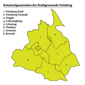 Lage der Katastralgemeinden von Voitsberg