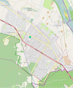 Mapa konturowa Łomianek, blisko prawej krawiędzi na dole znajduje się punkt z opisem „MarcPol Spółka Akcyjna w upadłości”