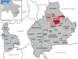 Läget för kommunen Evessen i Landkreis Wolfenbüttel