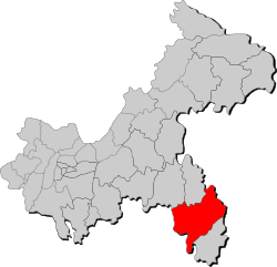 重慶市中の酉陽県の位置