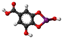 Ball-and-stick model of the bismuth subgallate molecule