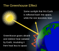 Image 34Greenhouse gases allow sunlight to pass through the atmosphere, heating the planet, but then absorb and redirect the infrared radiation (heat) the planet emits (from Carbon dioxide in Earth's atmosphere)