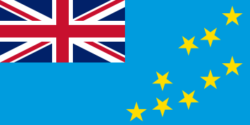 Drapeau bleu azur avec dans le canton l'Union Jack et neuf étoiles sur le battant.