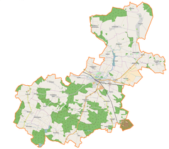 Mapa konturowa gminy Namysłów, na dole po lewej znajduje się punkt z opisem „Brzozowiec”