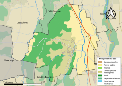 Carte des infrastructures et de l'occupation des sols en 2018 (CLC) de la commune.