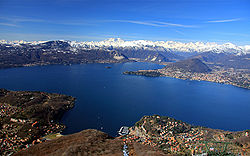 A view over Piedmont's Lake Maggiore, Mount Rosa and Verbania