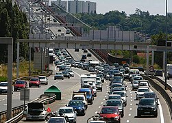 La rocade à la fin du pont d'Aquitaine en direction de l'aéroport, Aire urbaine de Bordeaux