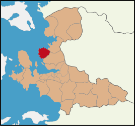 Map showing Foça District in İzmir Province