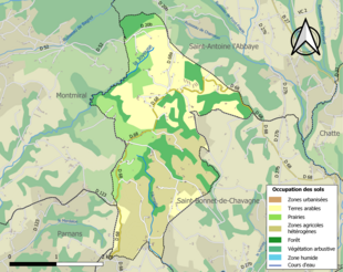 Carte en couleurs présentant l'occupation des sols.