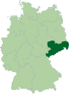 Map of Germany:Position of Saxony highlighted