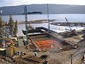 Construction of concrete pontoon #2 in February 2006