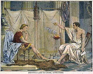 By Charles Laplante [fr] "That most enduring of romantic images, Aristotle tutoring the future conqueror Alexander".[150] 1866