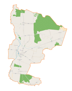 Mapa konturowa gminy Bolesławiec, na dole po lewej znajduje się punkt z opisem „Chróścin-Zamek”