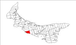 Map of Prince Edward Island highlighting Lot 28