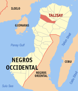 Map of Negros Occidental with Talisay highlighted