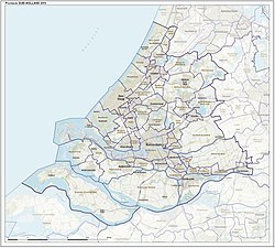 Kaart van die provinsie Zuid-Holland