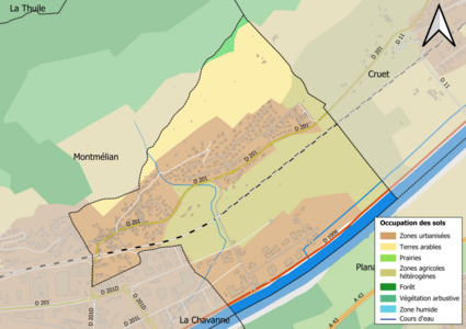 Carte en couleurs présentant l'occupation des sols.