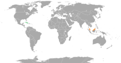 Map indicating locations of Cuba and Malaysia